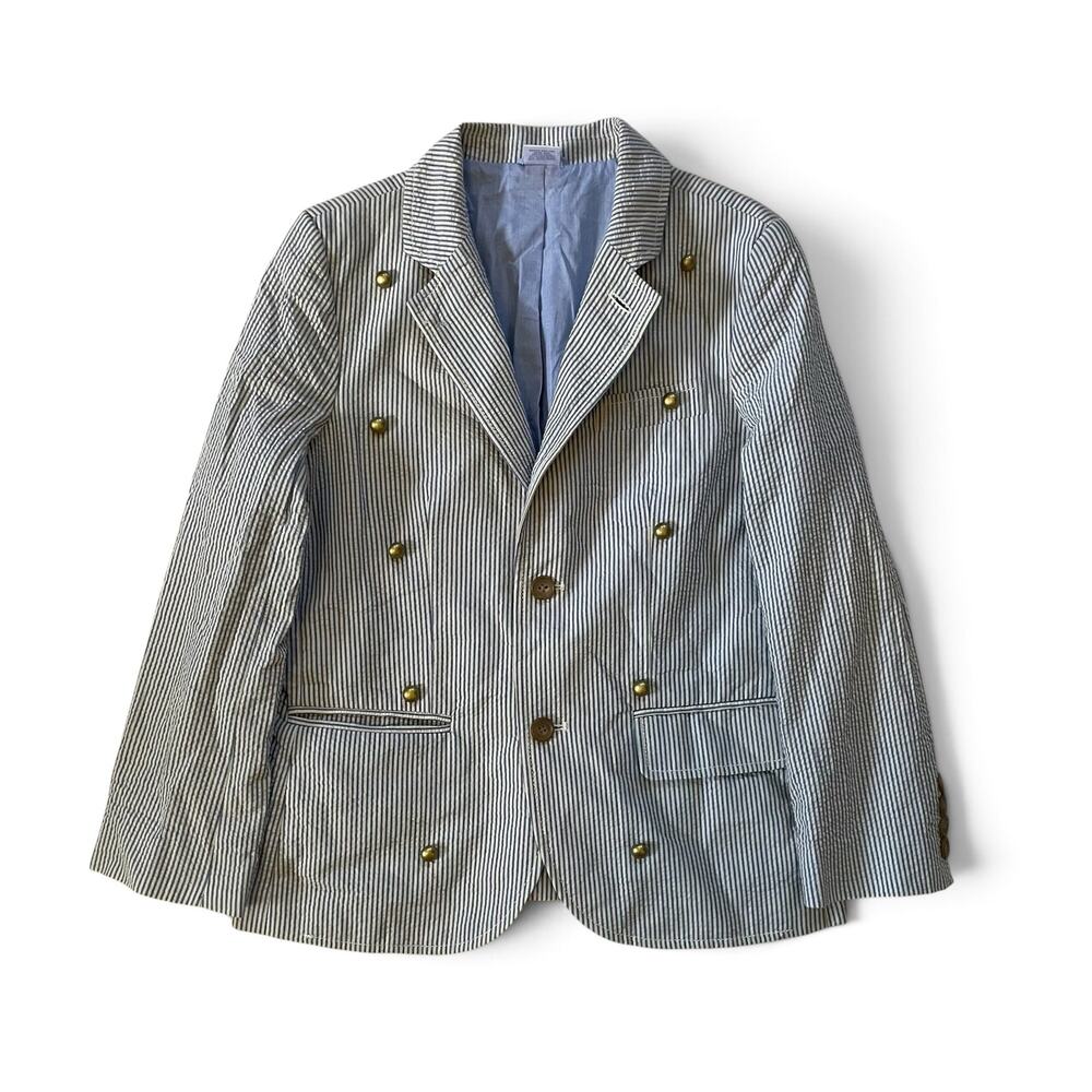 Crewcuts J Crew Boys XXL Seersucker Blazer Blue White Stripe SP09 12380